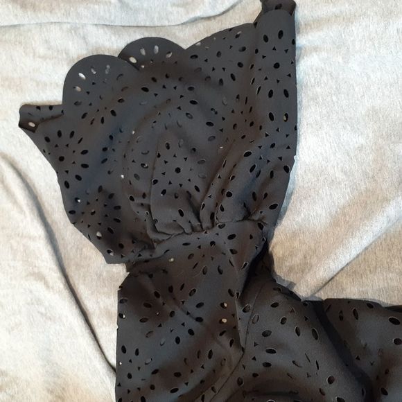 Jessica London Black Bell Sleeve Tunic Top w/Floral Cut Out Overlay 12 NWOT NEW - Picture 13 of 14